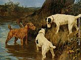 Terriers Paintings - Three Terriers on the Scent by Arthur Wardle